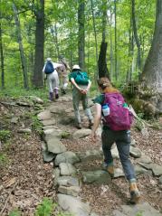 Hikers on the Bozenkill Preserve Trail