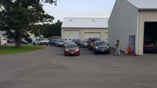 Cars in Line at the Transfer Station